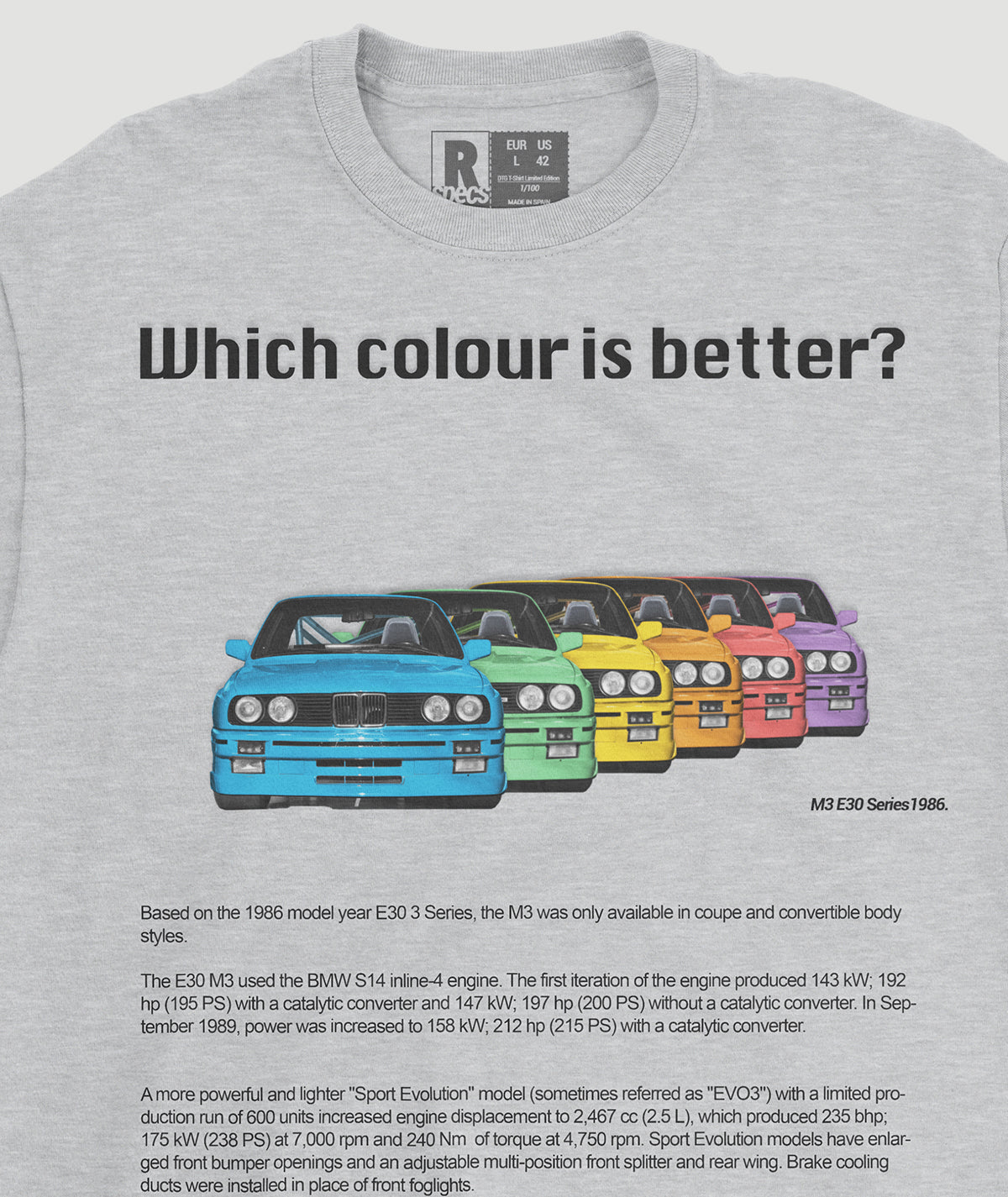 Camiseta “M3-E30 What Color?”