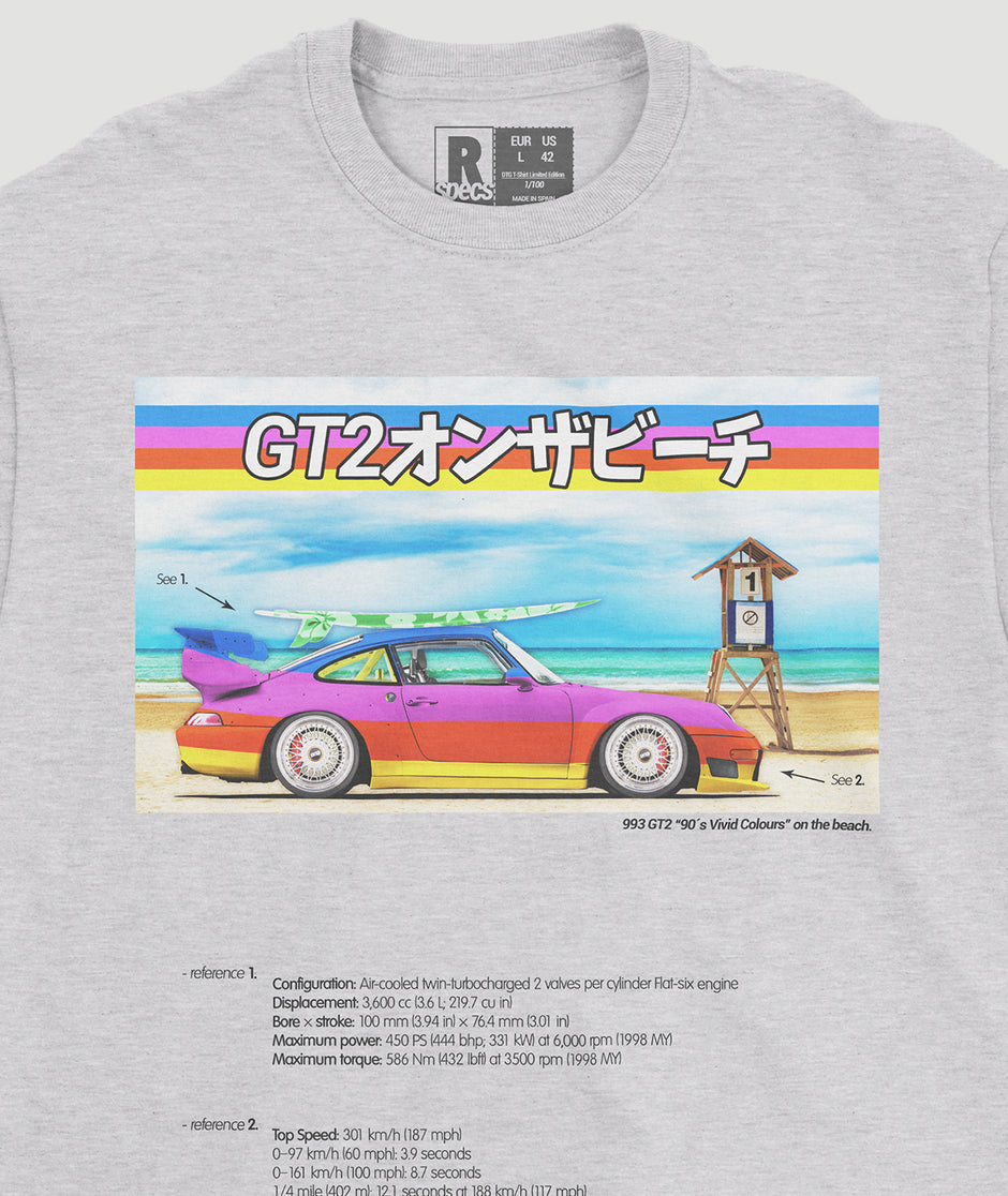 Camiseta “993 GT2 On the Beach”