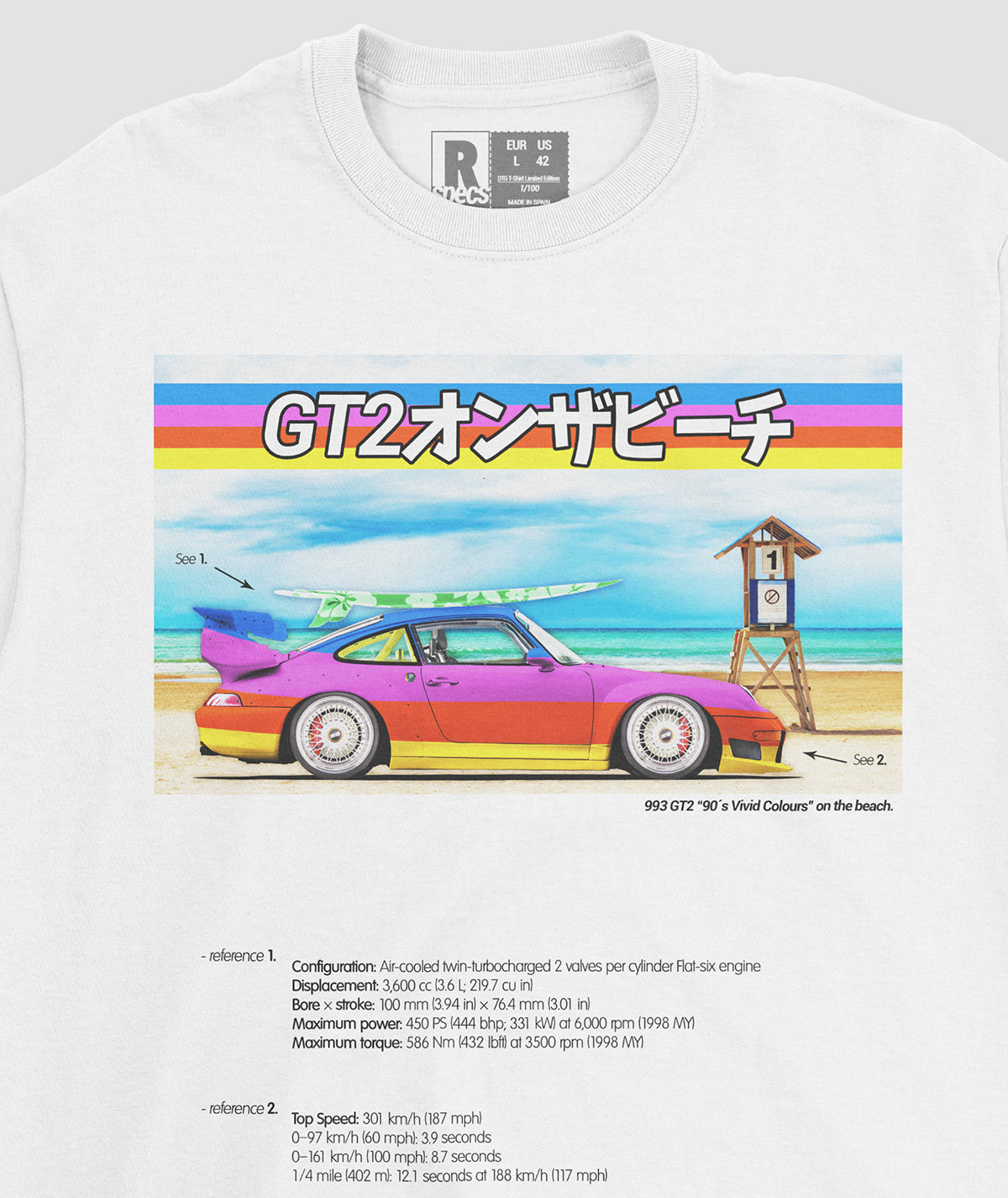 Camiseta “993 GT2 On the Beach”