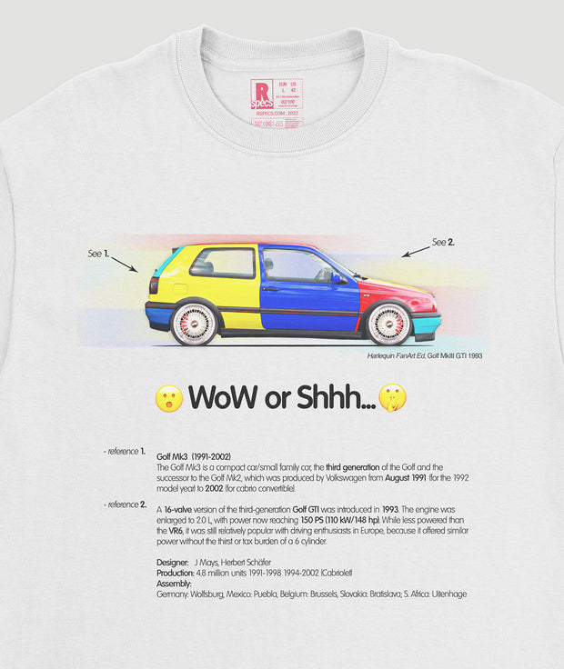 Camiseta “GOLF GTI MkIII Harlequin FanArt Ed”