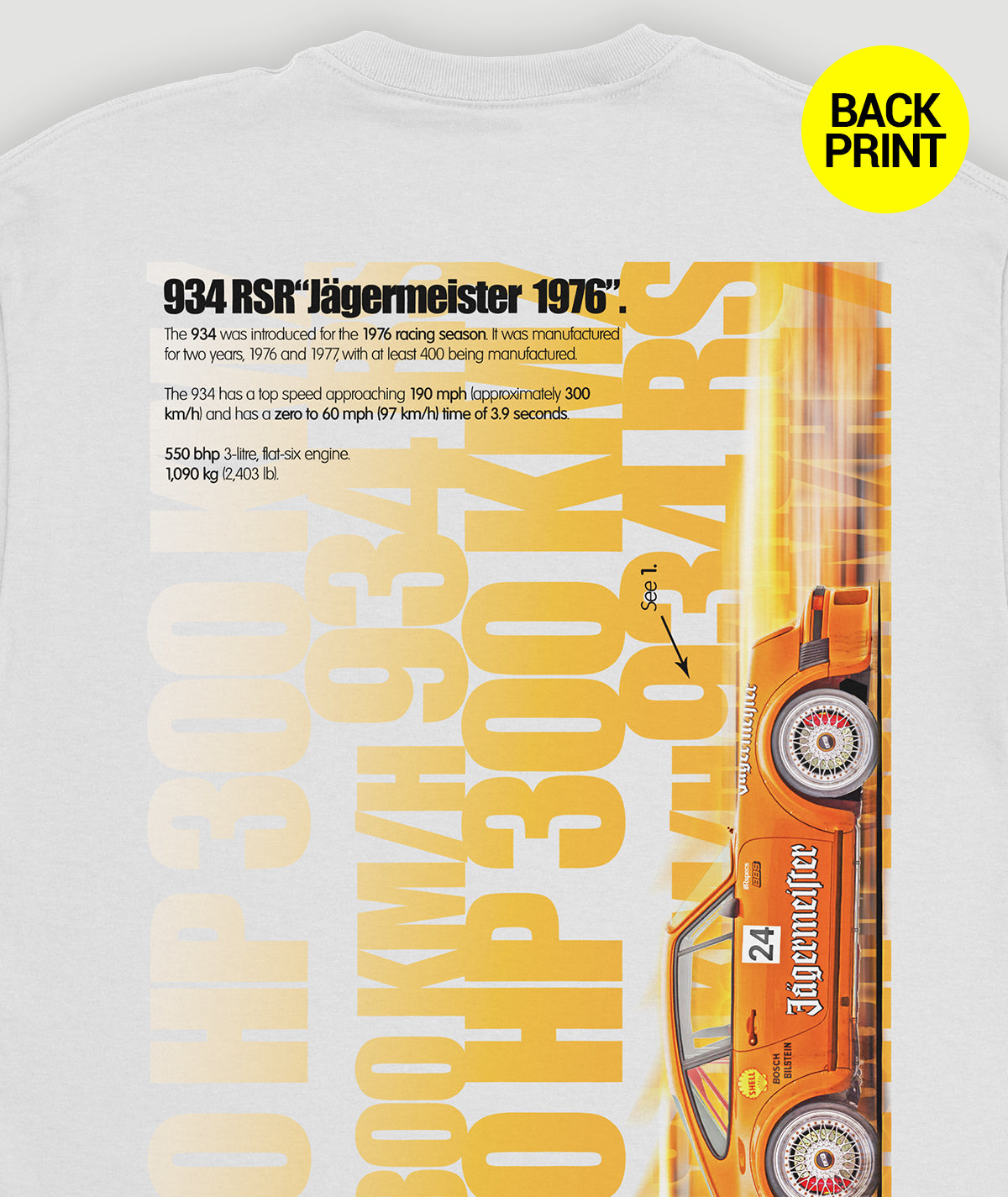 Camiseta BackPrint “934 RSR Jagermeister 76”