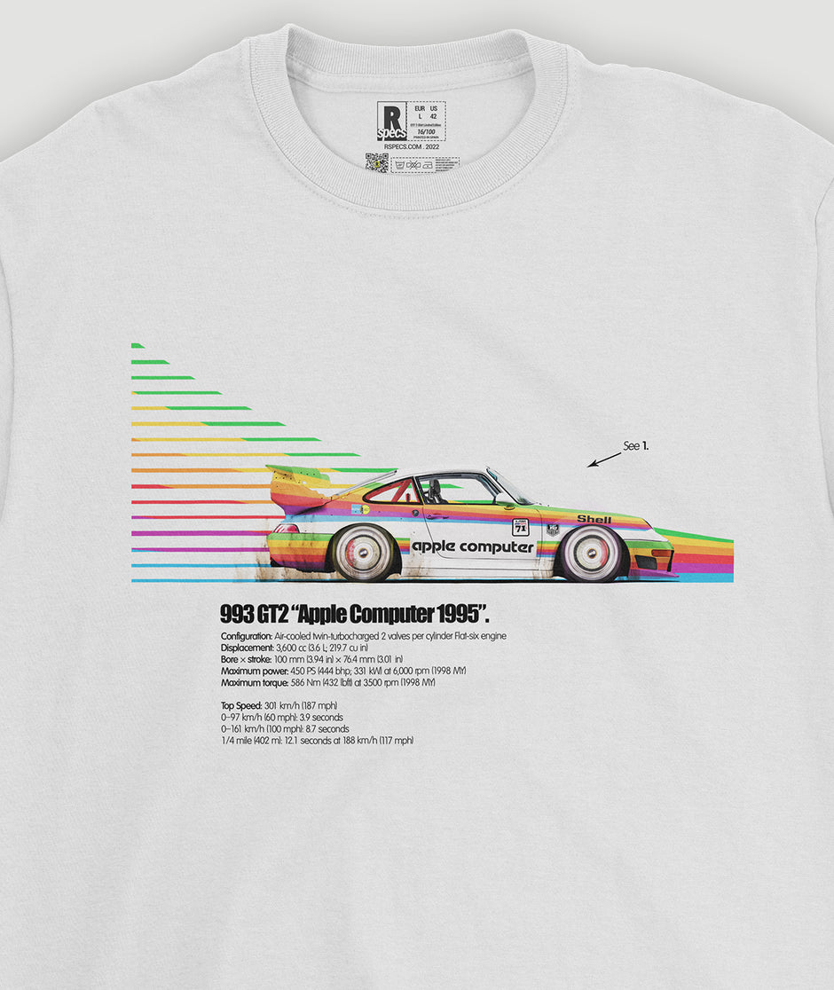 Camiseta Blanca “993 GT2 Apple Computer 1995”
