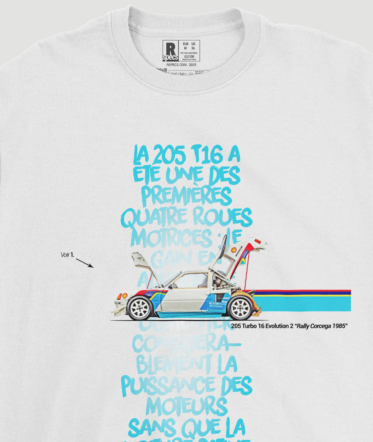Camiseta 205 Turbo 16 Evolution 2 “Rally Corcega 1985”