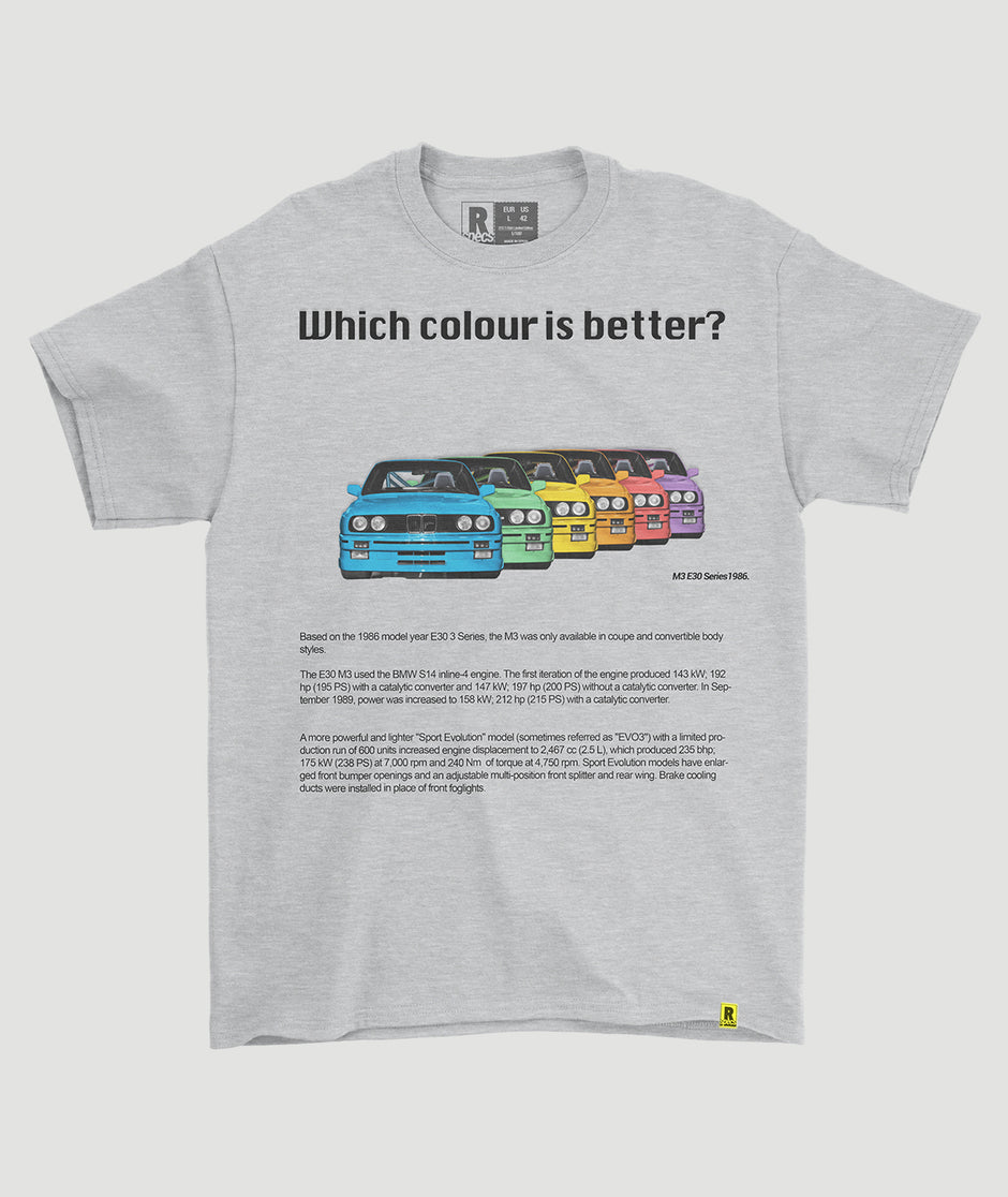 Camiseta “M3-E30 What Color?”