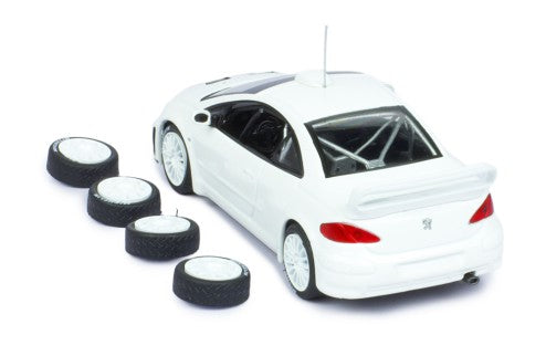 2003 Peugeot 307 WRC + Cuatro Ruedas y Alerón Extra Blanco 1:43 IXO Models MDCS030