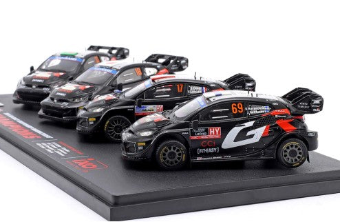 2024 Toyota GR Yaris Rally1 Hybrid Expositor con 4 Modelos Ganador WRC 1:43 IXO Models RAM966SET