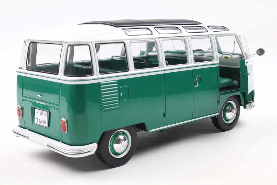 1962 Volkswagen VW T1 Samba Bus Verde/Blanco 1:18 Solido S1813403