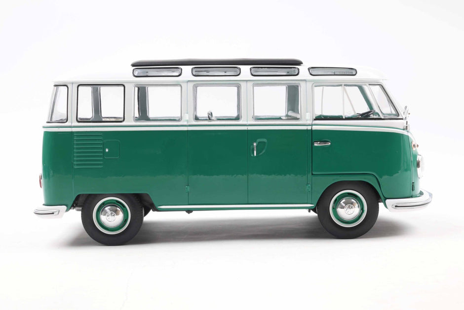 1962 Volkswagen VW T1 Samba Bus Verde/Blanco 1:18 Solido S1813403