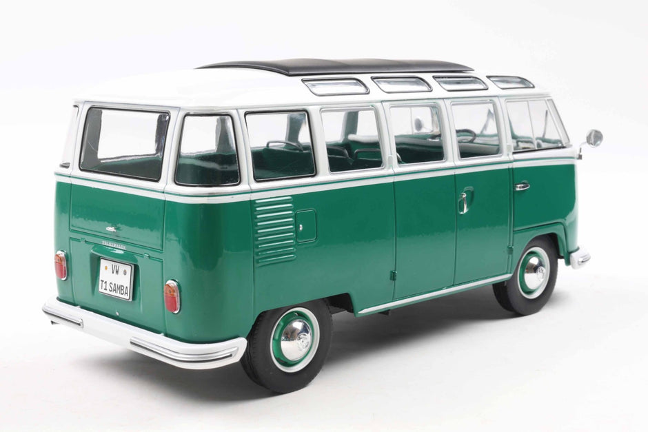 1962 Volkswagen VW T1 Samba Bus Verde/Blanco 1:18 Solido S1813403