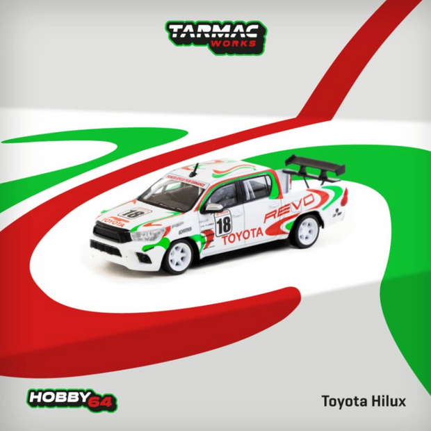 2015 Toyota Hilux Nº18 Blanco/Rojo/Verde 164 Tarmac T64-041-WH2