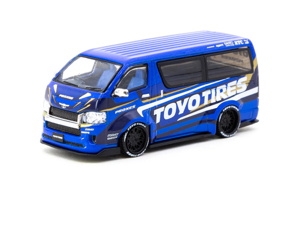 2004 Toyota Hiace Widebody Toyo Tires Azul/Blanco 164 Tarmac T64-038-TOYO