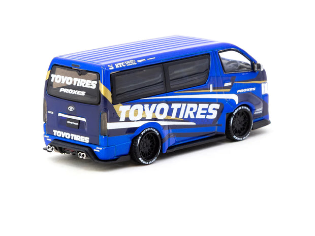 2004 Toyota Hiace Widebody Toyo Tires Azul/Blanco 164 Tarmac T64-038-TOYO