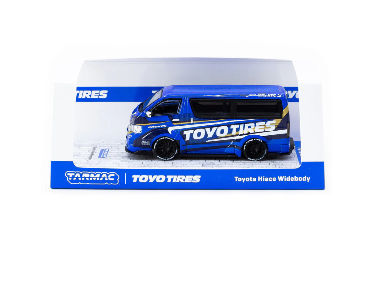 2004 Toyota Hiace Widebody Toyo Tires Azul/Blanco 164 Tarmac T64-038-TOYO