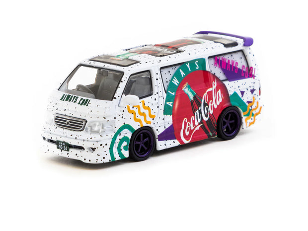 1995 Toyota Hiace Wagon Custom Furgoneta de Reparto de Coca-Cola Multicolor 164 Tarmac T64-078-CC
