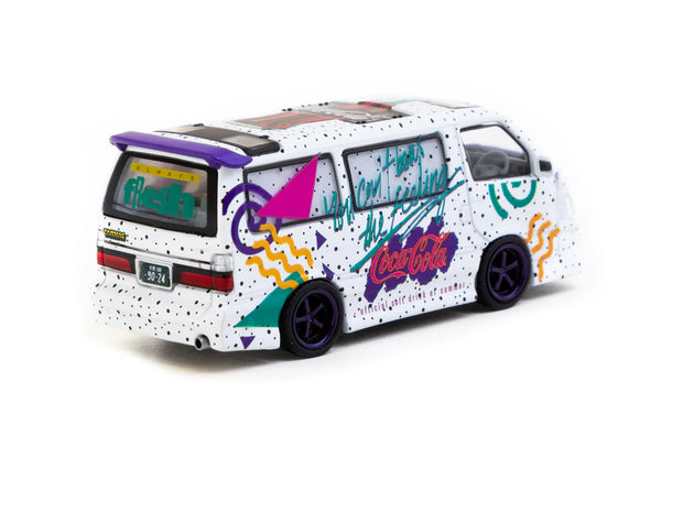 1995 Toyota Hiace Wagon Custom Furgoneta de Reparto de Coca-Cola Multicolor 164 Tarmac T64-078-CC