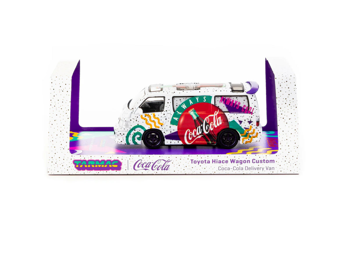 1995 Toyota Hiace Wagon Custom Furgoneta de Reparto de Coca-Cola Multicolor 164 Tarmac T64-078-CC