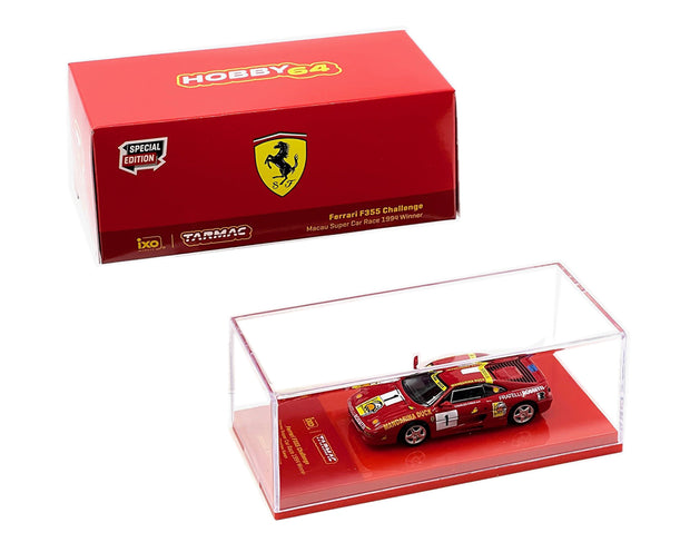 1994 Ferrari F355 Challenge Nº1 Charles Kwan Ganador Macau Super Car Race Rojo 1:64 IXO-Tarmac T64-083-94MGP01