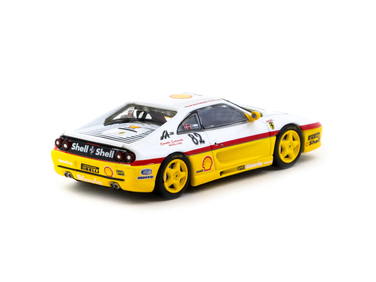 1999 Ferrari F355 Challenge Nº82 D.Peter Andersen Blanco/Amarillo 164 IXO-Tarmac T64-083-99CHA82