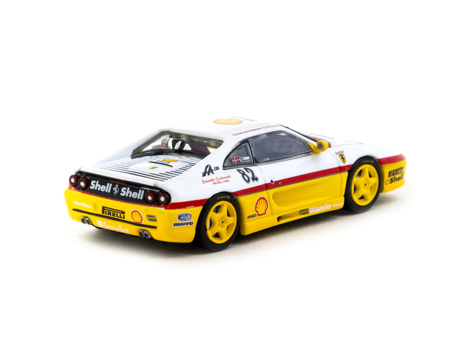 1999 Ferrari F355 Challenge Nº82 D.Peter Andersen Blanco/Amarillo 164 IXO-Tarmac T64-083-99CHA82