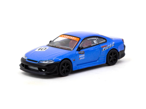 2023 Nissan Vertex Silvia (S15) Tarmac Works 10Th Anniversary Negro/Azul 164 Tarmac T64G-023-10TH
