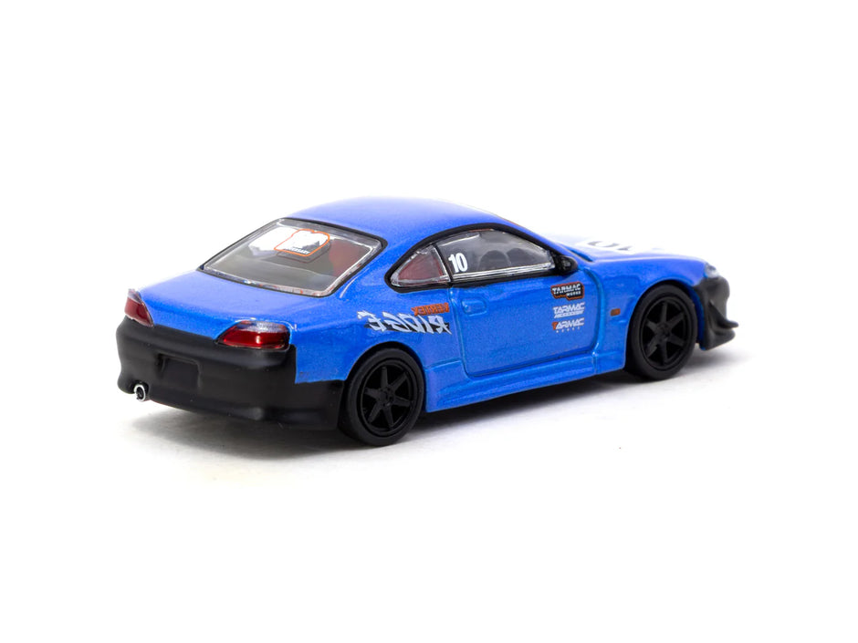 2023 Nissan Vertex Silvia (S15) Tarmac Works 10Th Anniversary Negro/Azul 164 Tarmac T64G-023-10TH