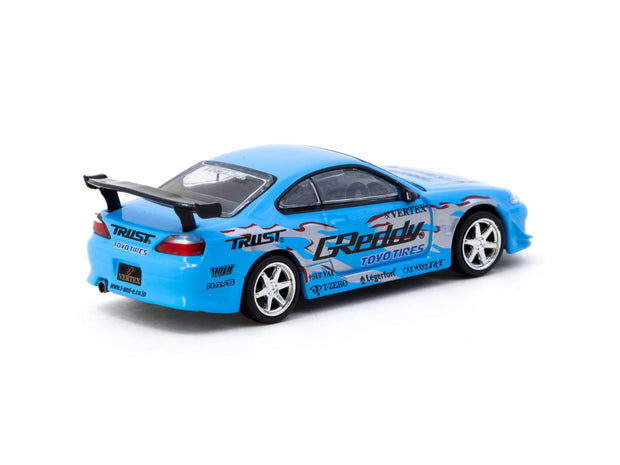 1999 Nissan Silvia S15 Vertex Greddy Azul Decorado 164 Tarmac T64G-023-GDY