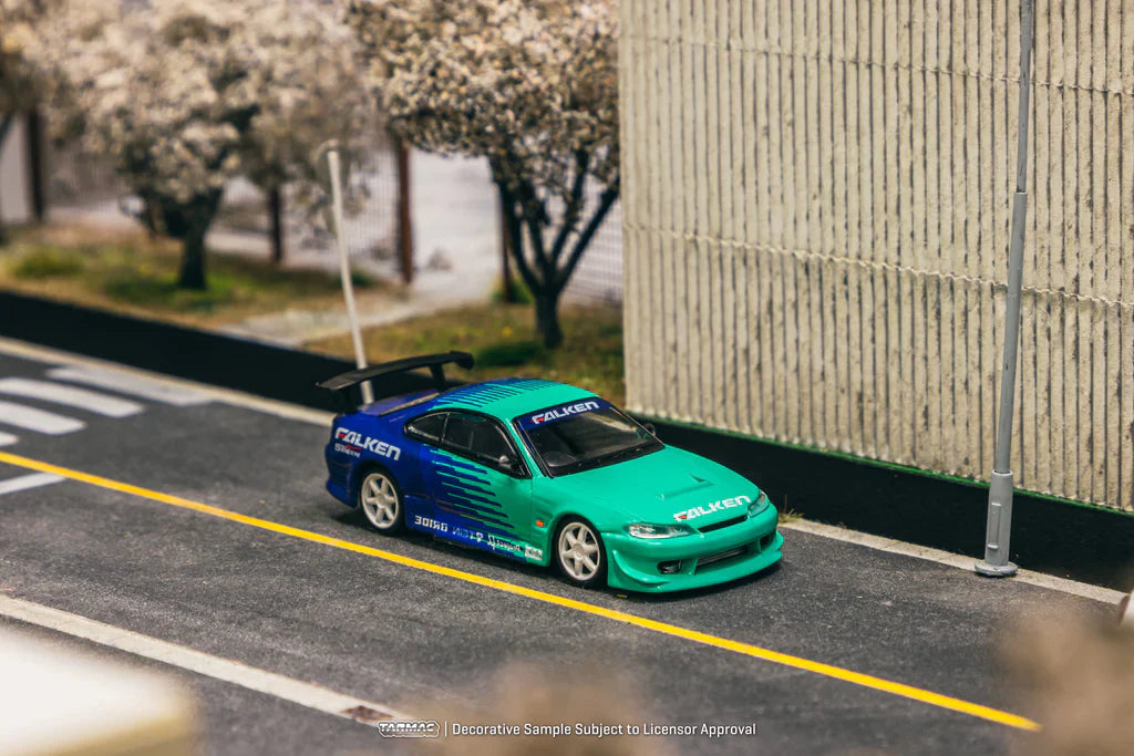 1999 Nissan Silvia S15 Falken Azul/Verde 164 Tarmac T64G-023-FA-MJ