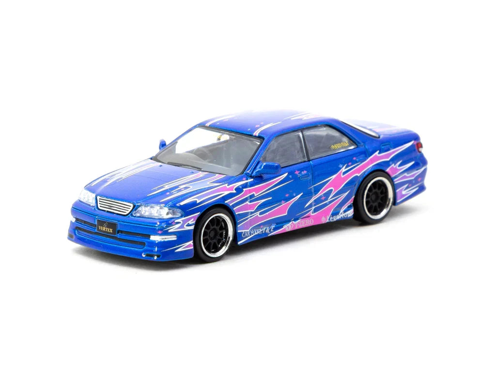 1996 Toyota Mark II JZX100 Azul Metalizado Decorado 1:64 Tarmac T64G-024-BL