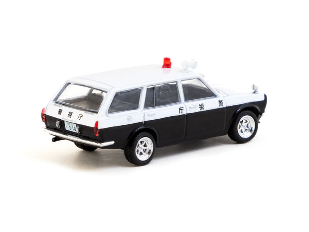 1971 Datsun Bluebird 510 Wagon Policía de Japón Blanco/Negro 164 Tarmac T64G-026-PC