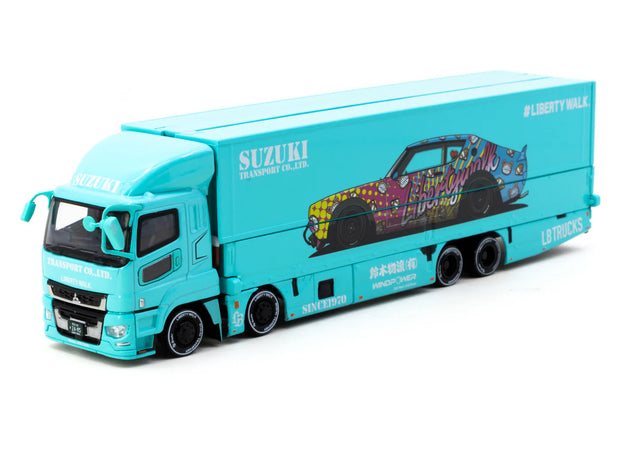 1996 Mitsubishi Fuso Super Great LibertyWalk-Trucks Azul Decorado 164 Tarmac T64T-TL001-LBS