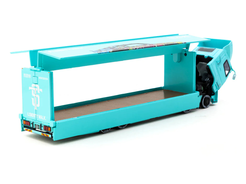 1996 Mitsubishi Fuso Super Great LibertyWalk-Trucks Azul Decorado 164 Tarmac T64T-TL001-LBS