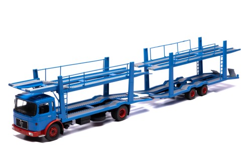 1970 Camión MAN F7 Portacoches Con Remolque Azul/Rojo 1:43 IXO Models TTRX034.22