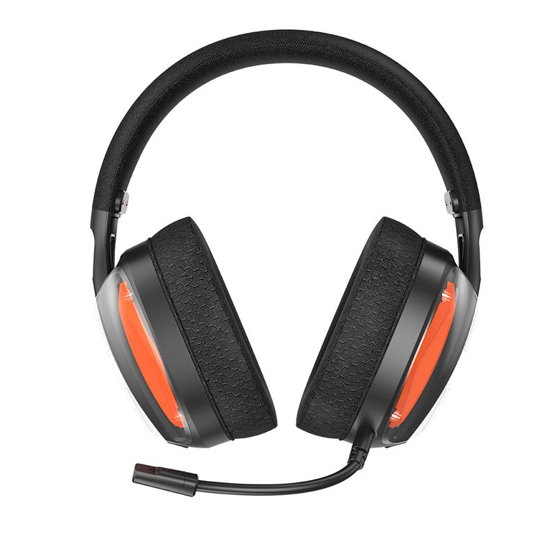 AURICULARES GAMING CON MICRÓFONO DIADEMA BE46 2.4G NEGRO CON NARANJA XO