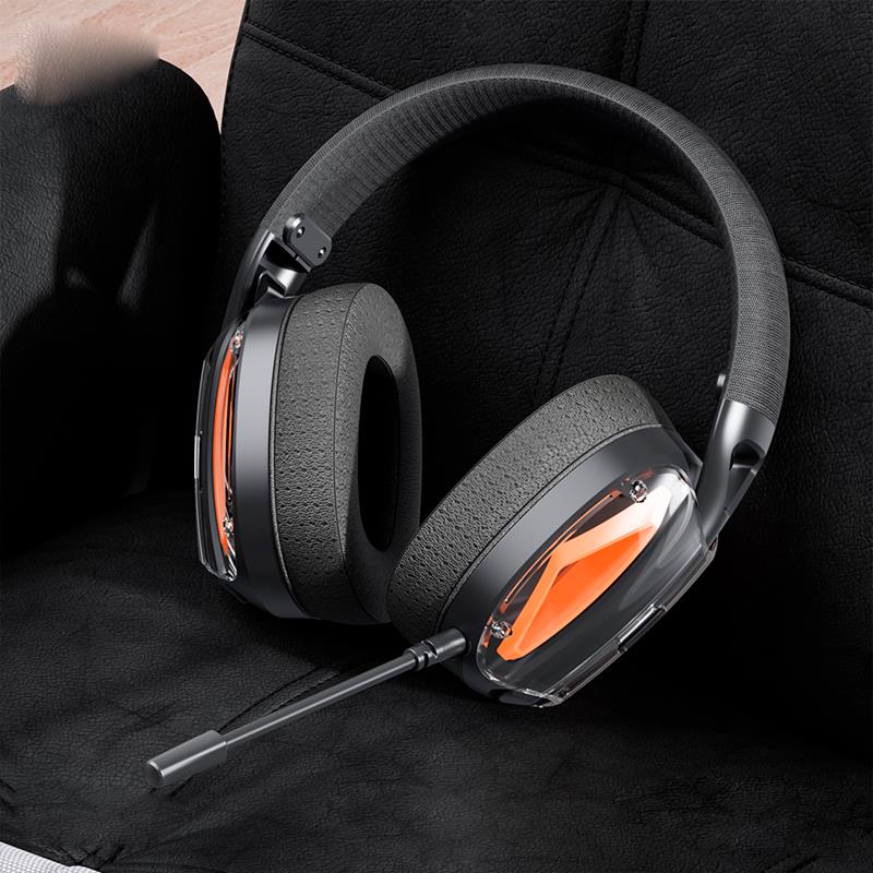 AURICULARES GAMING CON MICRÓFONO DIADEMA BE46 2.4G NEGRO CON NARANJA XO