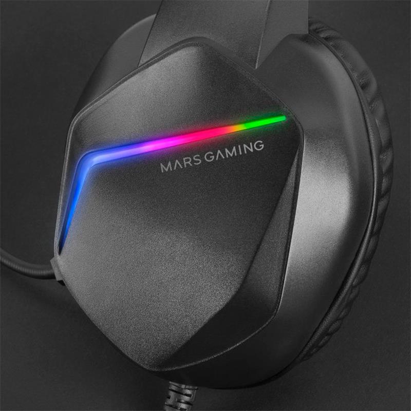 AURICULARES GAMING CON MICRÓFONO DIADEMA ULTRA LIGEROS NEGRO MARS GAMING