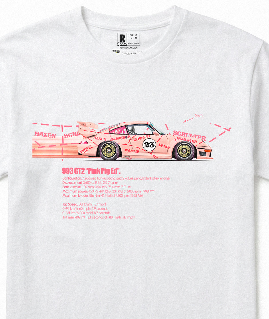 Camiseta 993 GT2 “Pink Pig FanArt Ed”