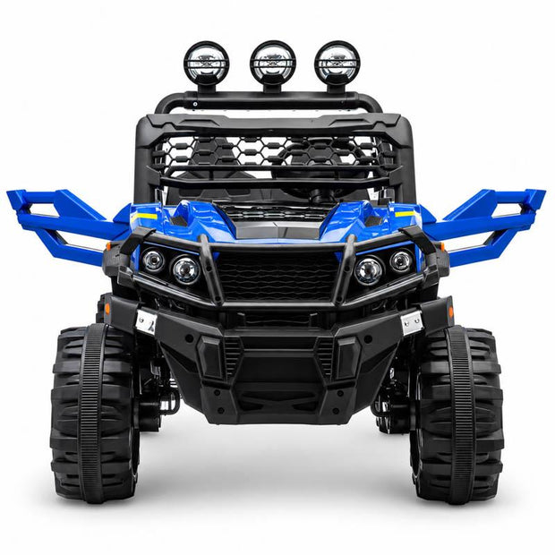 COCHE ELÉCTRICO INFANTIL TODOTERRENO AZUL 12 V 7 AH 4 MOTORES CON MANDO