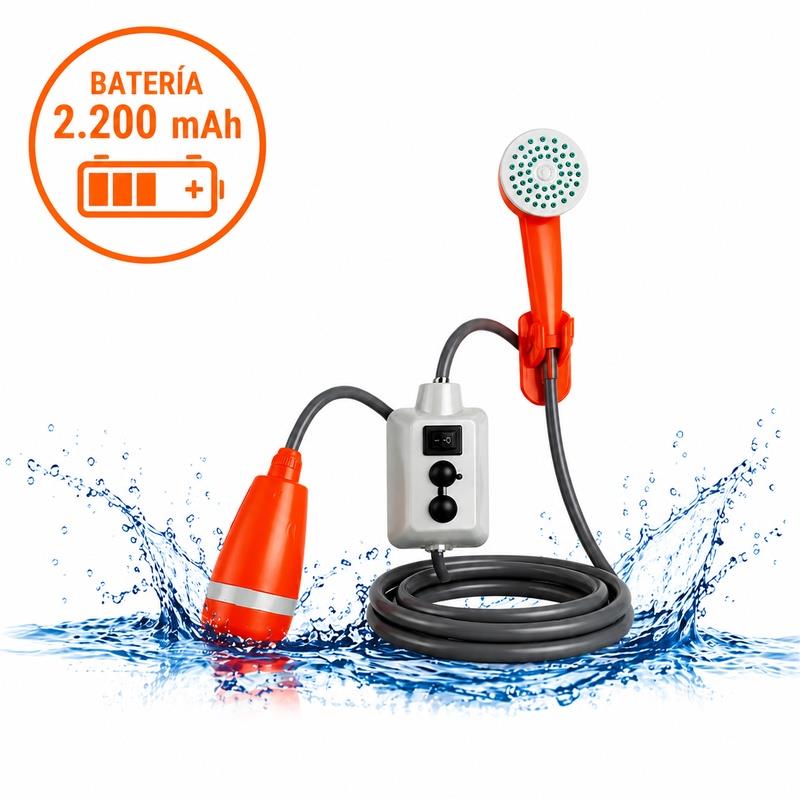 DUCHA PORTÁTIL RECARGABLE CON BOMBA SUMERGIBLE USB AIRMEC 2.200 MAH
