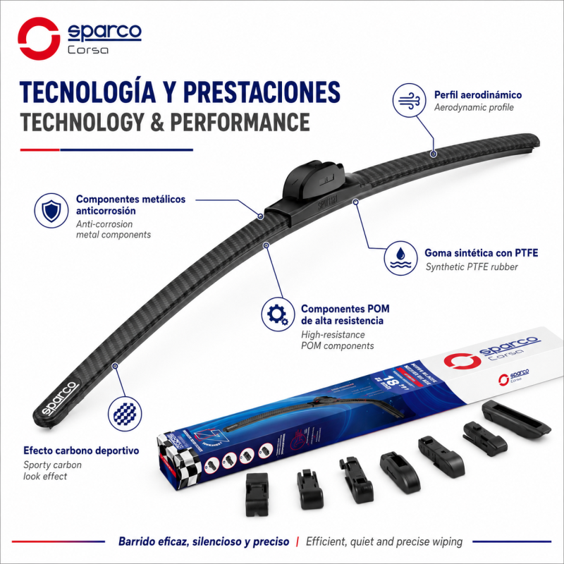ESCOBILLAS SPARCO BLADE FRAMELESS CARBON