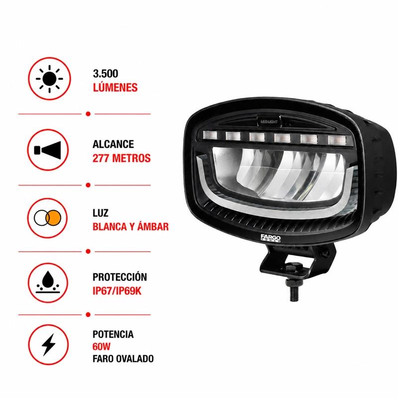 FARO LED DE TRABAJO FARGO TOOLS 60W 3.500 LUMENS