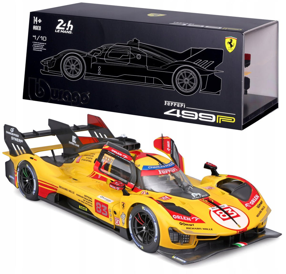 2024 Ferrari 499P 3.0L Turbo V6 Nº83 Kubica/Shwartzman/Ye 24h LeMans Con Vitrina 1:18 Bburago 18-16313-83