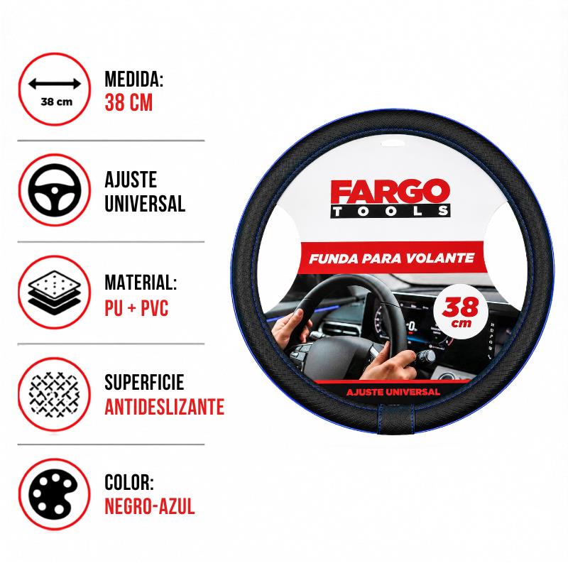 FUNDA PARA VOLANTE NEGRA-AZUL FARGO TOOLS 38CM