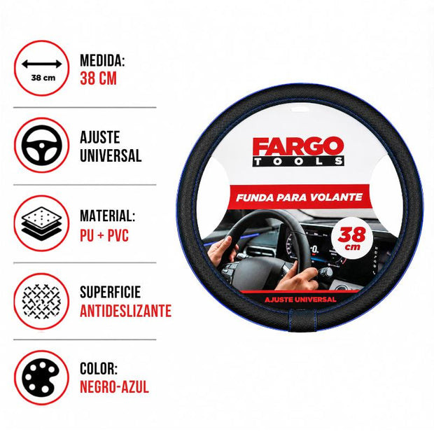 FUNDA PARA VOLANTE NEGRA-AZUL FARGO TOOLS 38CM