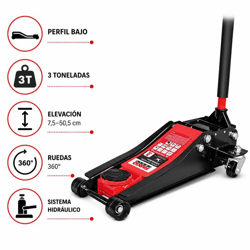 GATO CARRETILLA HIDRAULICO PERFIL BAJO FARGO TOOLS 3 TON