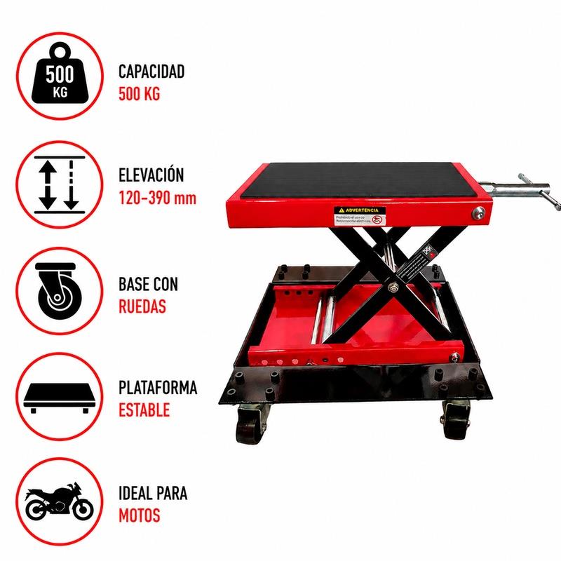 GATO DE TIJERA CON RUEDAS PARA MOTOS FARGO TOOLS 500 KGS