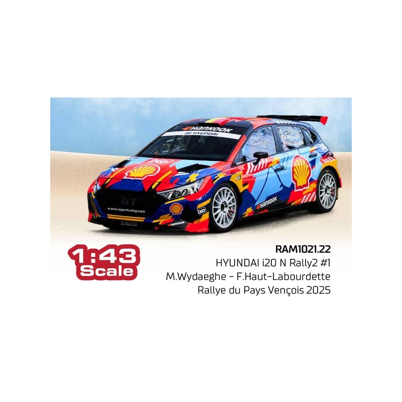 2025 Hyundai i20 N Rally2 Nº1 M.Wydaeghe/F.Haut-Labourdette Rally de Pays Vençois WRC2 1:43 IXO Models RAM1021.22