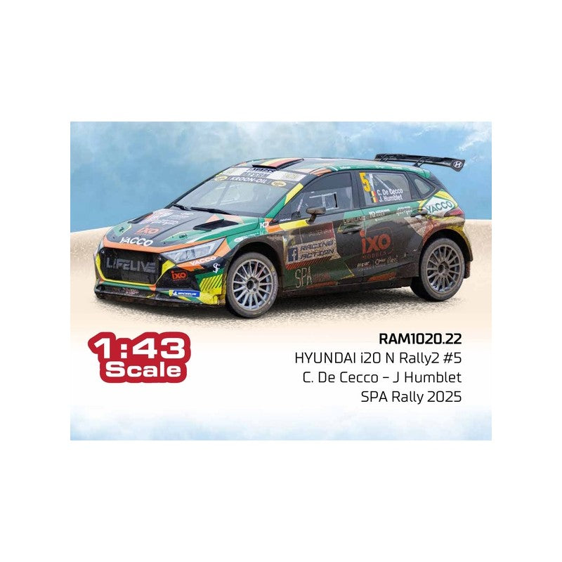 2025 Hyundai i20 N Rally2 Nº5 C.De Cecco/J.Humblet Rally de Spa WRC2 1:43 IXO Models RAM1020.22