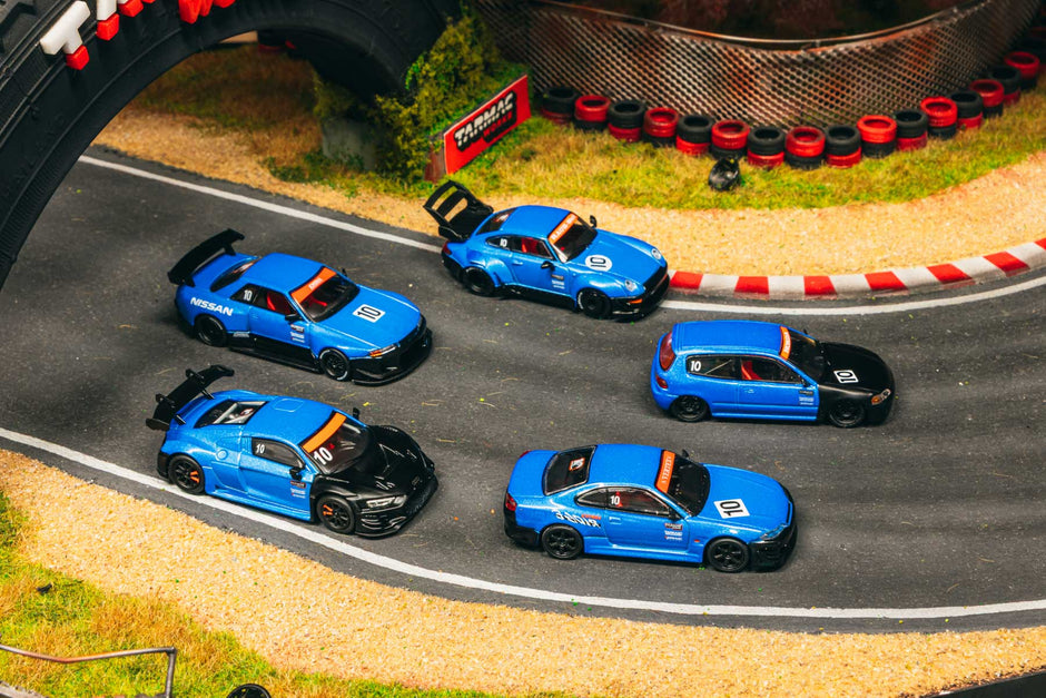 Tarmac Works 10Th Anniversary Box Set 5 Model Cars + Trading Cards Combo Set Negro/Azul 164 Tarmac TT64-BOXSET-10TH~6