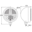 Luz de largo alcance SIM 3206 de acero inoxidable cromado H4 Ø181 mm