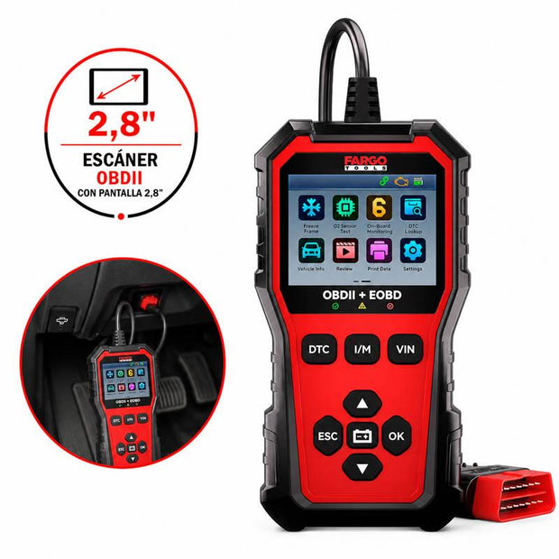 MAQUINA DIAGNOSIS OBD2 + EOBD FARGO TOOLS CON PANTALLA 2.8"